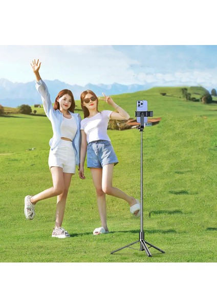 Selfie Çubuğu Bluetooth Kumandalı Kablosuz 170CM Çok Fonksiyonlu Işıklı Tripod R1S-L