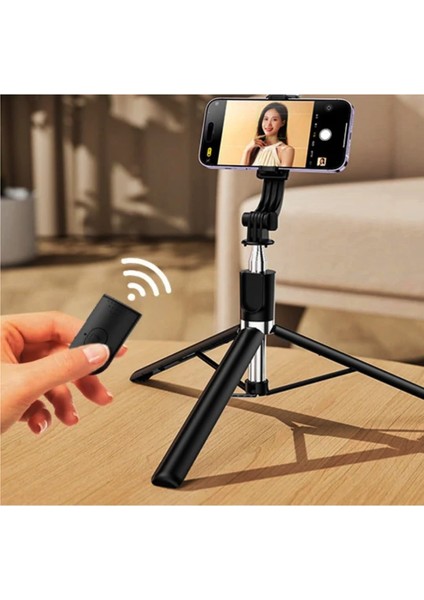 Selfie Çubuğu Bluetooth Kumandalı Kablosuz 170CM Çok Fonksiyonlu Işıklı Tripod R1S-L