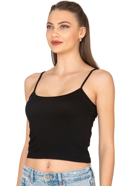 Özkan 27434 Kadın Viskon Kaşkorse Esnek Rahat Ayarlanabilir Ip Askılı Crop Atlet Büstiyer
