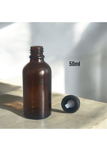 Amber Renkli Boş Esans Şişesi, Çok Amaçlı Şişe 50ML , 6 Lı