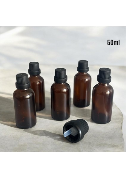 Amber Renkli Boş Esans Şişesi, Çok Amaçlı Şişe 50ML , 6 Lı modelleri
