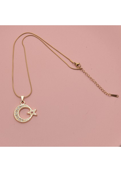Türkiyem Ay Yıldız Kadın Kolye Çelik Sarı Takı Aksesuar fiyatları