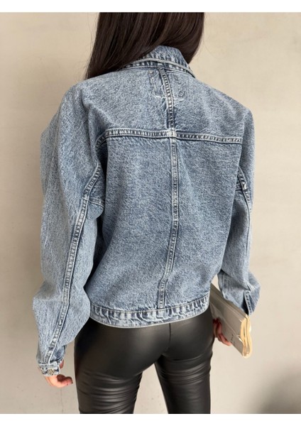 Kadın Açık Mavi Oversize Kot Ceket modelleri