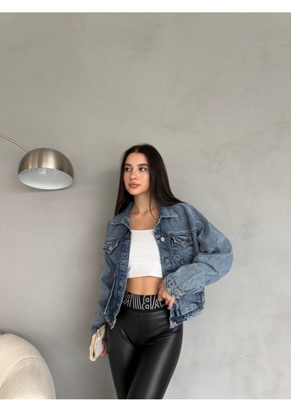 Kadın Açık Mavi Oversize Kot Ceket fırsatları