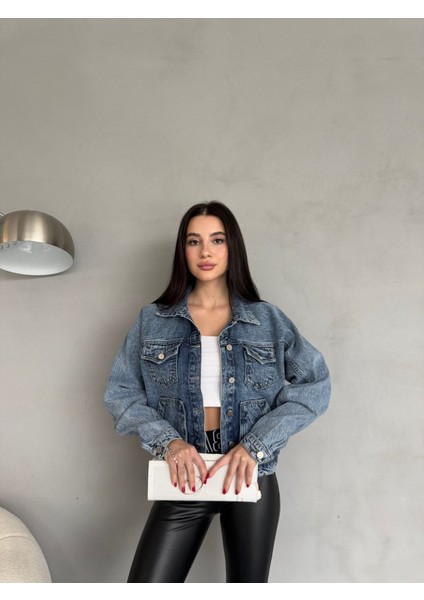 Kadın Açık Mavi Oversize Kot Ceket indirimleri