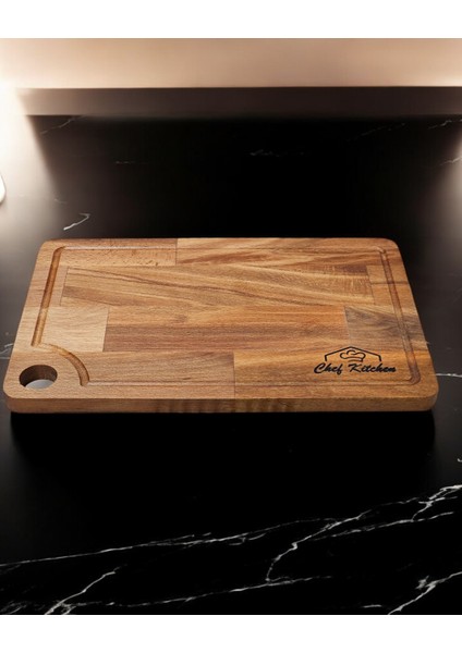 32X22 Sebze, Meyve Doğrama, Sunum, Servis Tahtası Chef Kitchen Yazılı Kesme Tahtası