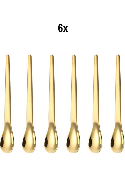 6 Adet Çelik 12,5 cm Gold Renk Çay Kaşığı MT162SR-6