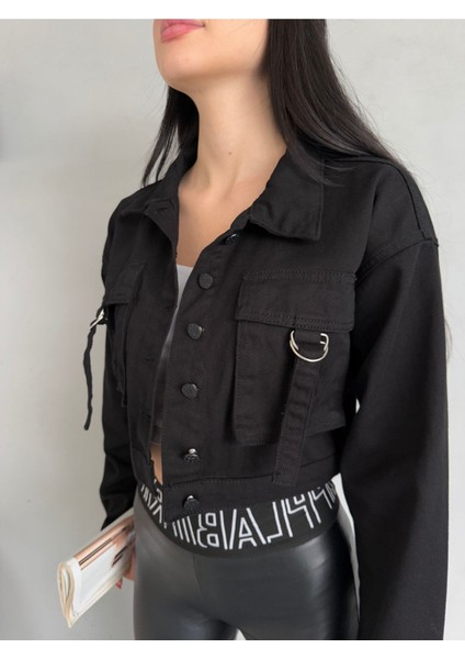 Kadın Kargo Cep Detaylı Oversize Crop Denim Ceket fiyatları
