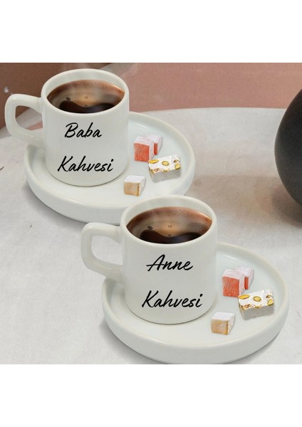 Anne Baba Tasarımlı Türk Kahvesi Fincanı ve Altı