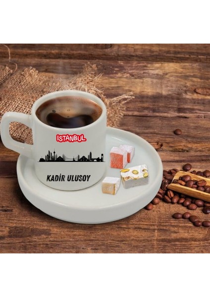 Kişiye Özel Istanbul Tasarımlı Türk Kahve Fincanı ve Altı