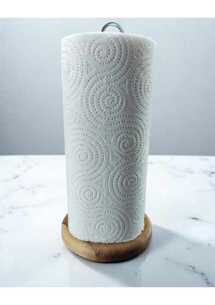 28CM Kağıt Havluluk, Peçetelik Tutucu, Metalik Renk Telli, Ahşap Standlı Paper Towel