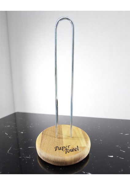 28CM Kağıt Havluluk, Peçetelik Tutucu, Metalik Renk Telli, Ahşap Standlı Paper Towel