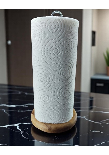 28CM Kağıt Havluluk, Peçetelik Tutucu, Metalik Renk Telli, Ahşap Standlı Paper Towel