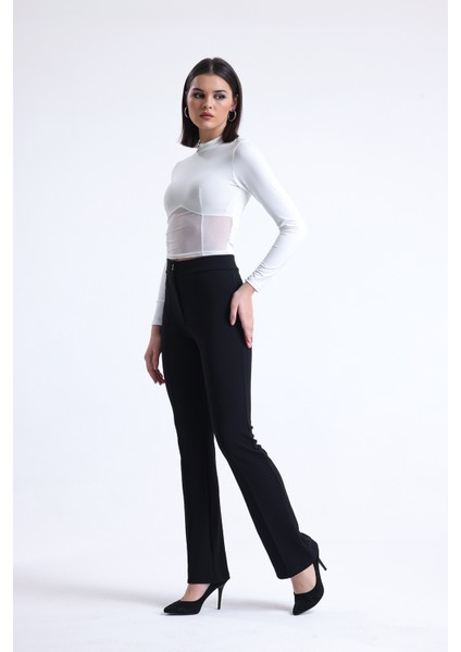 Kadın Yüksekbel Çimalı Likral Kumaş Pantolon