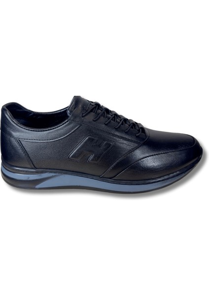 Siyah Hakiki Deri Günlük Spor Ayakkabı 39