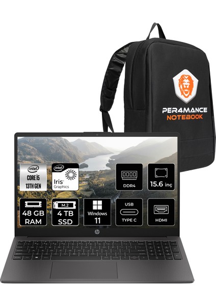 250 G10 Intel Core I5 1334U 48GB 4tb SSD 15.6" Fhd Windows 11 Pro Taşınabilir Bilgisayar & Per4 Çanta B2NC5ESPN445