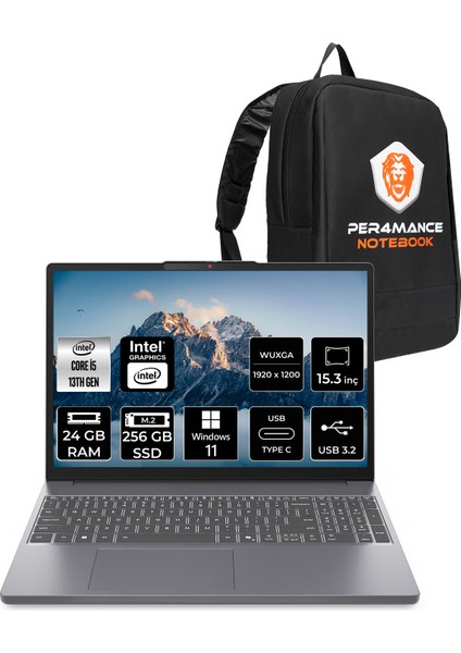 Ideapad Slim 3 Intel Core I5 13420H 24GB 256GB SSD 15.3" Fhd+ Windows 11 Pro Taşınabilir Bilgisayar & Per4 Çanta 83K1003MTRP331
