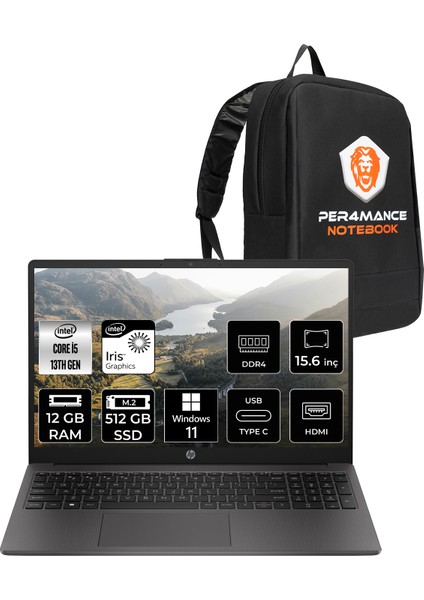 250 G10 Intel Core I5 1334U 12GB 512GB SSD 15.6" Fhd Windows 11 Pro Taşınabilir Bilgisayar & Per4 Çanta B2NC5ESPN407