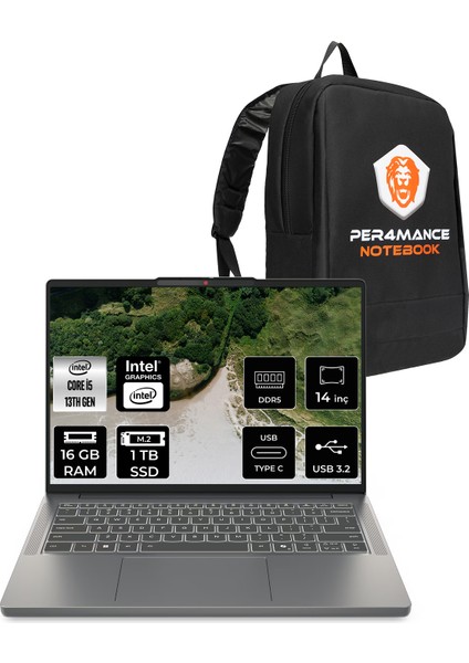 Ideapad Slim 3i Gen 10 Intel Core I5 13420H 16GB 1tb SSD 14" Fhd+ Fdos Taşınabilir Bilgisayar & Per4 Çanta 83K00028TRP306