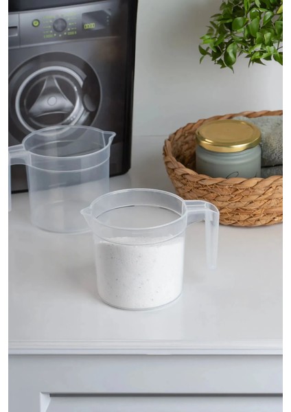 400 ml Kulplu Şeffaf Plastik Ölçek Kabı - Beher Ölçü Kabı - Çok Amaçlı Ölçek ( 1 Adet )