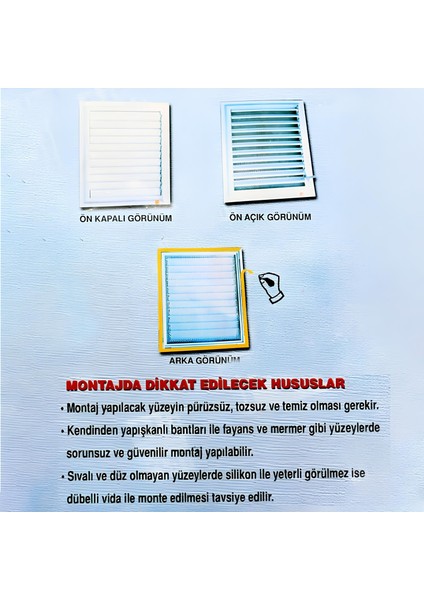 Menfez Banyo Wc Tuvalet Havalandırma Plastik Panjur 35X55 cm Gri Renk