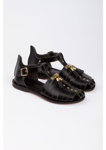 Kadın Hakiki Deri Püsküllü Bodrum Sandaleti 6257