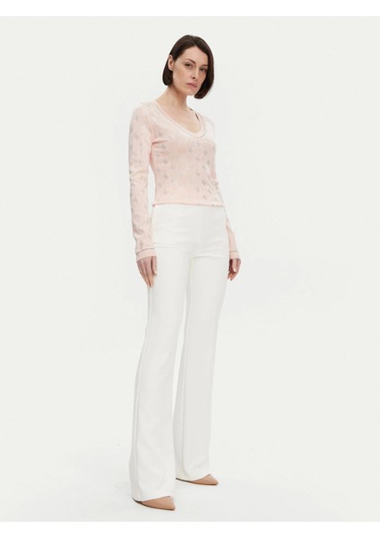 Kadın Pembe Rosie 4g V Yaka Uzun Kollu Kazak