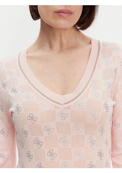 Kadın Pembe Rosie 4g V Yaka Uzun Kollu Kazak indirimleri