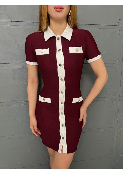Kadın Ottoman Flotalı Mini Elbise