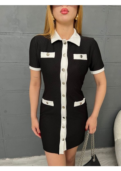 Kadın Ottoman Flotalı Mini Elbise