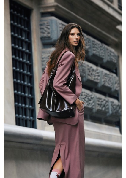 Tek Düğmeli Pembe Blazer Ceket