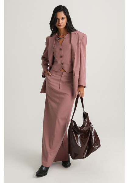 Tek Düğmeli Pembe Blazer Ceket
