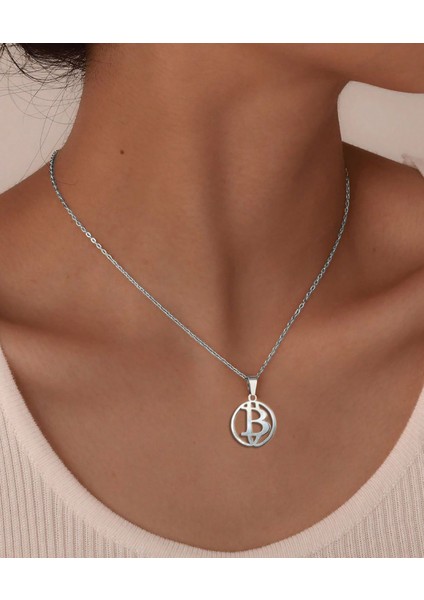 925 Ayar Gümüş Kolye Bitcoin SM188