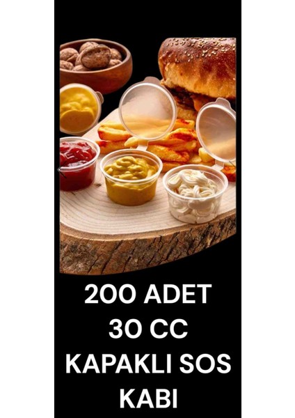 200 Adet 30 cc kapaklı Sos Kabı ( Et Suyu, Kemik Suyu, Bulyonluk, Ketçap-Mayonez-Hardal Kabı )