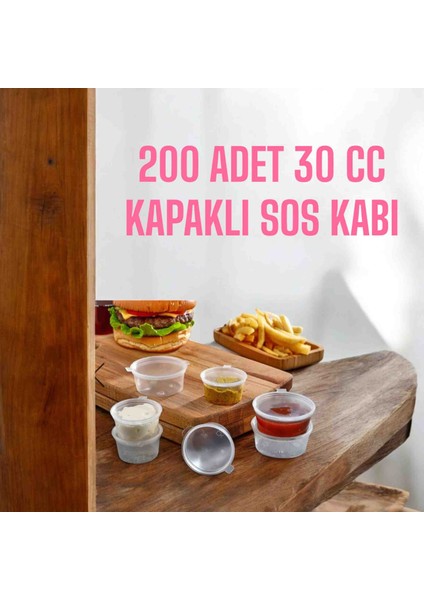 200 Adet 30 cc kapaklı Sos Kabı ( Et Suyu, Kemik Suyu, Bulyonluk, Ketçap-Mayonez-Hardal Kabı ) fiyatları