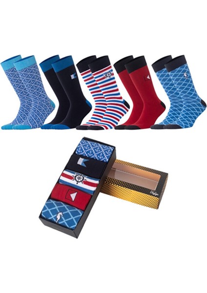 Design Ocean Erkek Soket 5'li Çorap Set Koleksiyon Kumaş %80 Cotton %17 Poliamit %3 Elastan indirimleri