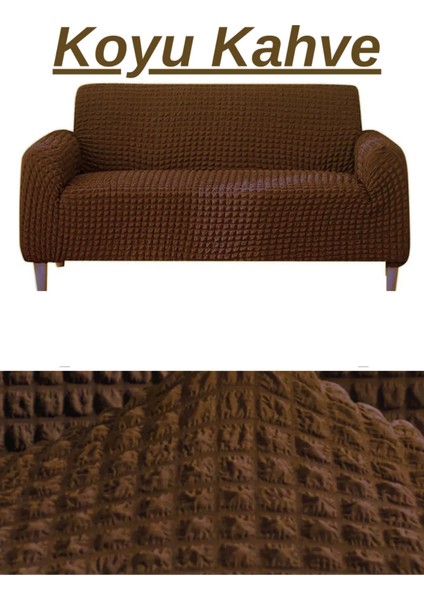 Bürümcük 3 Kişilik Koltuk Örtüsü Boydan Eteksiz Streç Esnek Lastikli Çekyat Kanepe Kılıfı