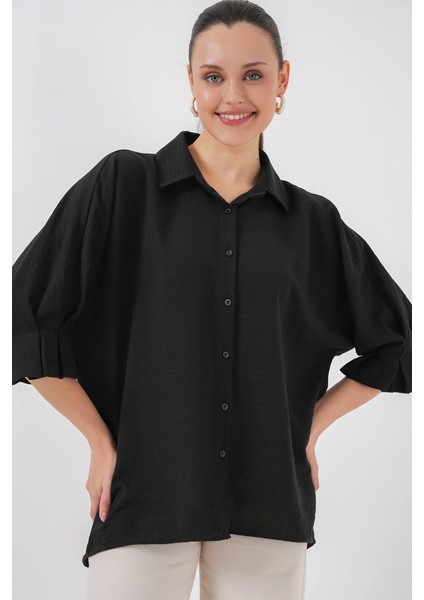 Bağlama Detaylı Ayrobin Gömlek 20290 - Siyah