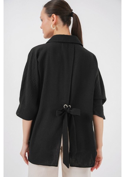 Bağlama Detaylı Ayrobin Gömlek 20290 - Siyah fiyatları