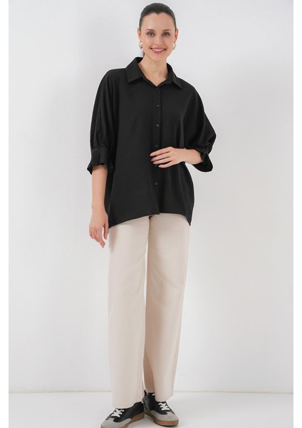 Bağlama Detaylı Ayrobin Gömlek 20290 - Siyah modelleri