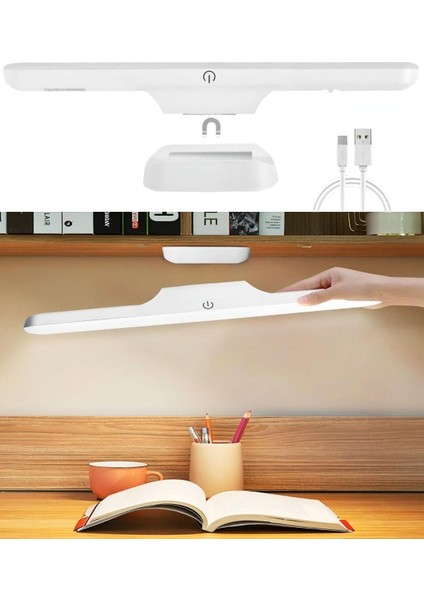 Şarjlı Aplik LED Işık, Mıknatıslı Dolap Altı Aydınlatma, Kitap Okuma Lambası, 3 Renk Modlu Kısılabilir LED Işık Çubuğu, USB Şarjlı, Duvara Monte Ayna, Başucu, Mutfak Aydınlatması 30×35×50 mm