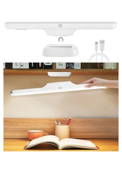 Şarjlı Aplik LED Işık, Mıknatıslı Dolap Altı Aydınlatma, Kitap Okuma Lambası, 3 Renk Modlu Kısılabilir LED Işık Çubuğu, USB Şarjlı, Duvara Monte Ayna, Başucu, Mutfak Aydınlatması 30×35×50 mm