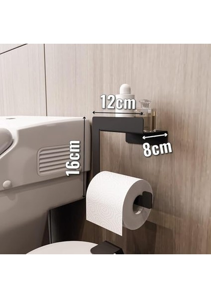 Tuvalet Kağıtlığı, Banyo Tuvalet Kağıtlık, Wc Tuvalet Kağıdı Tutucu, Banyo Tuvalet Kağıdı Askısı, Tuvalet Kağıdı Aparatı, Metal Tuvalet Kağıdı Standı (Metal, Siyah)