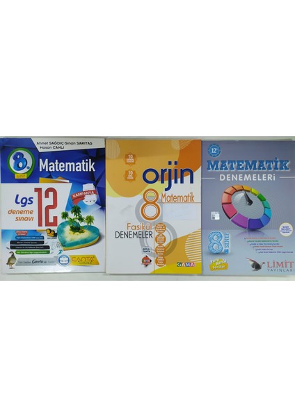 Limit Yayınları 8. Sınıf Matematik 12'li Denemeleri +ÇANTA12LI+GAMA 8li Denemeler