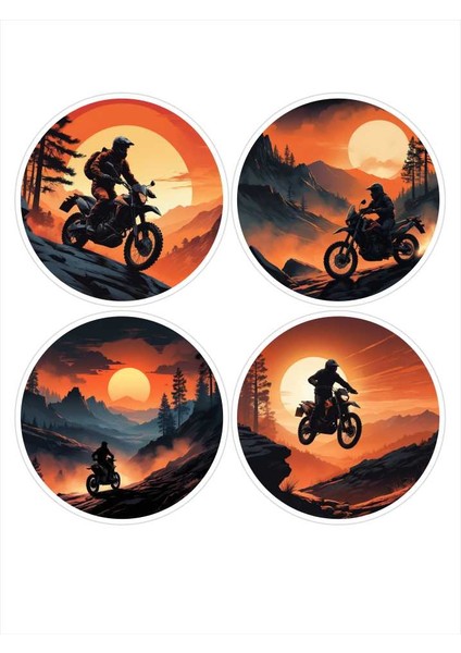 4 Adet 8x8 cm Motokros Sticker V2