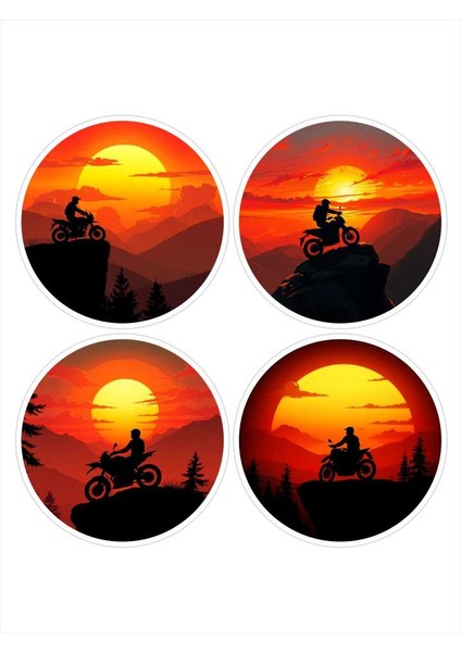 4 Adet 8x8 cm Motokros Sticker