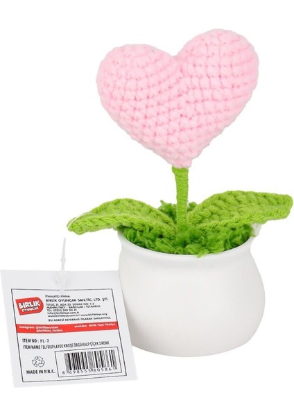 Fl-7 12Lİ Kroşe Örgü Saksıda Kalp -Birliktoys