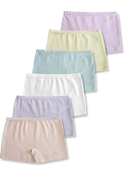 %95 Pamuklu Kız Çocuk Fitilli Boxer Külot Iç Çamaşır 4lü Set