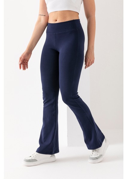 Kadın Lacivert Marka Muadil Penye Örme Esnek Likralı Ispanyol Paça Tayt modelleri