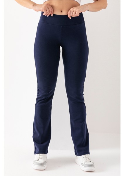 Kadın Lacivert Marka Muadil Penye Örme Esnek Likralı Ispanyol Paça Tayt fırsatları